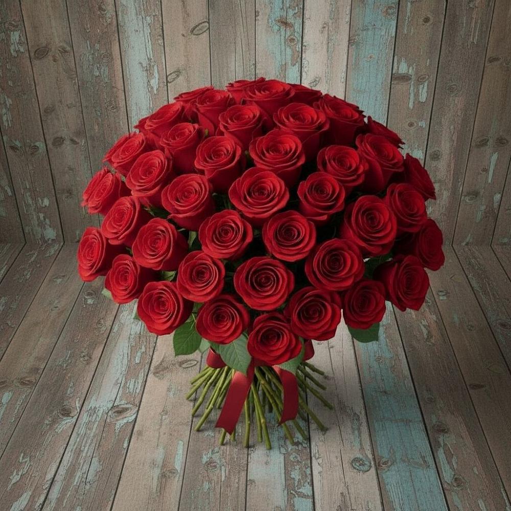 Букет 55 Красных роз Фридом в Томузловском