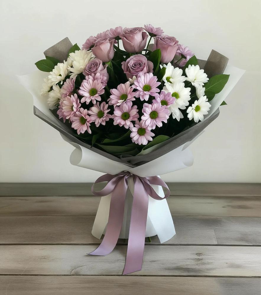 Букет цветов из: Хризантемы и Розы в Томузловском