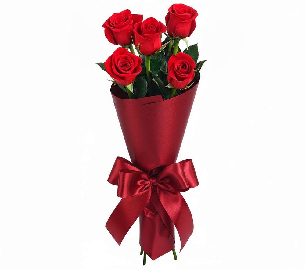 Букет 5 Красных роз Эдлесс Лав в Томузловском