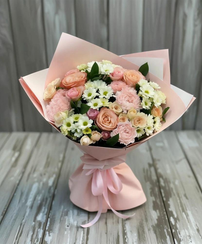 Букет цветов из: Гвоздики, Розы и Хризантемы в Томузловском