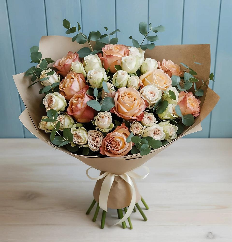 Букет цветов из: Альстромерии и Розы в Томузловском