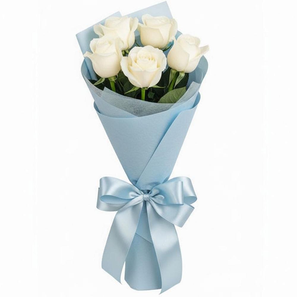 Букет 5 Белых роз Проуд в Томузловском