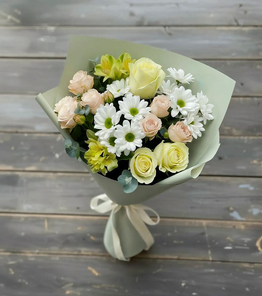 Букет цветов из: Альстромерии, Розы и Хризантемы в Томузловском