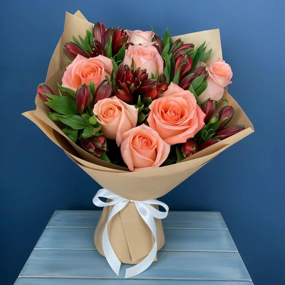 Букет цветов из: Розы и Альстромерии в Томузловском