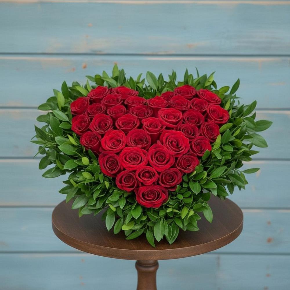 Цветочная композиция из Розы в виде сердца в Томузловском