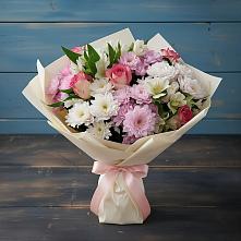 Букет цветов из:  Хризантемы, Альстромерии и Розы в Томузловском