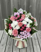 Букет цветов из:  Альстромерии, Гвоздики, Розы и Хризантемы в Томузловском