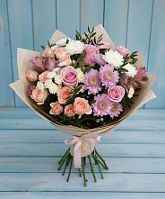 Букет цветов из:  Хризантемы, Розы и Альстромерии в Томузловском