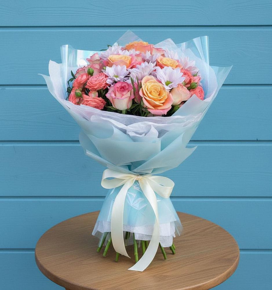 Букет цветов из: Хризантемы и Розы в Томузловском