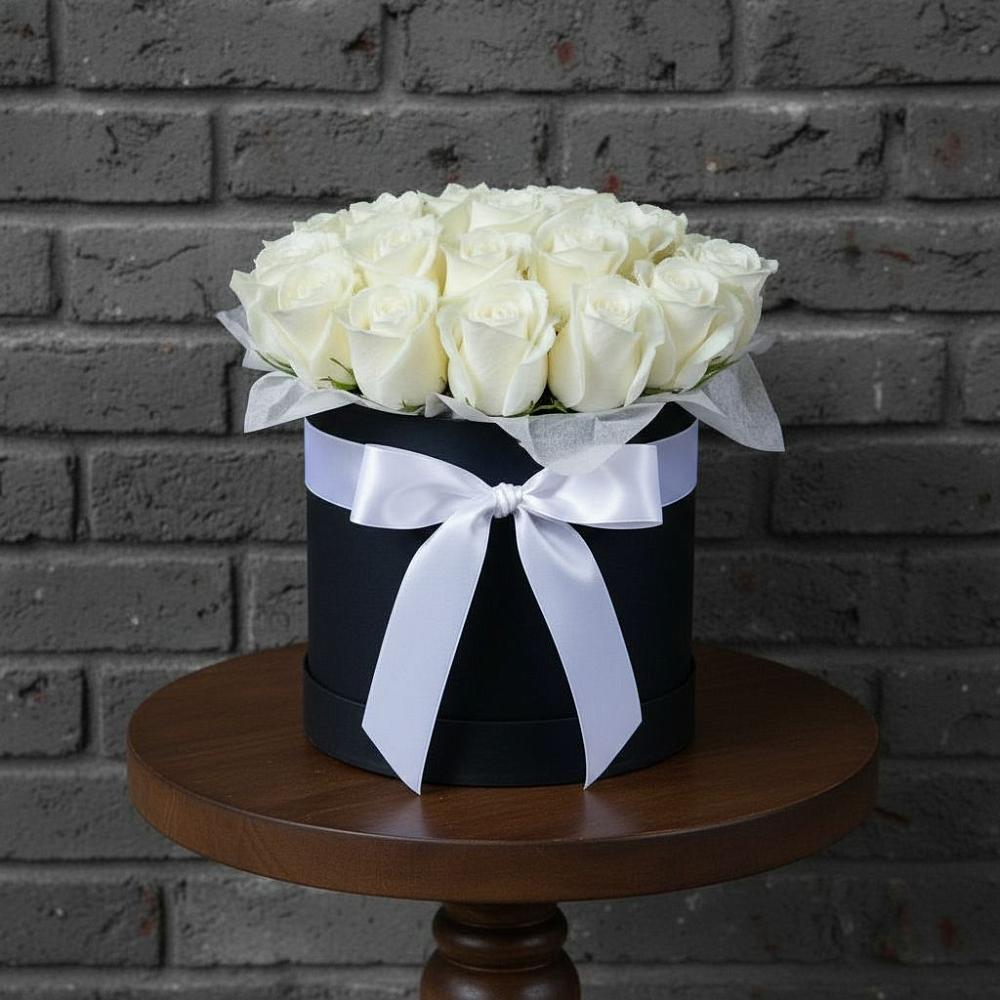 Цветочная композиция из Розы в шляпной коробке в Томузловском