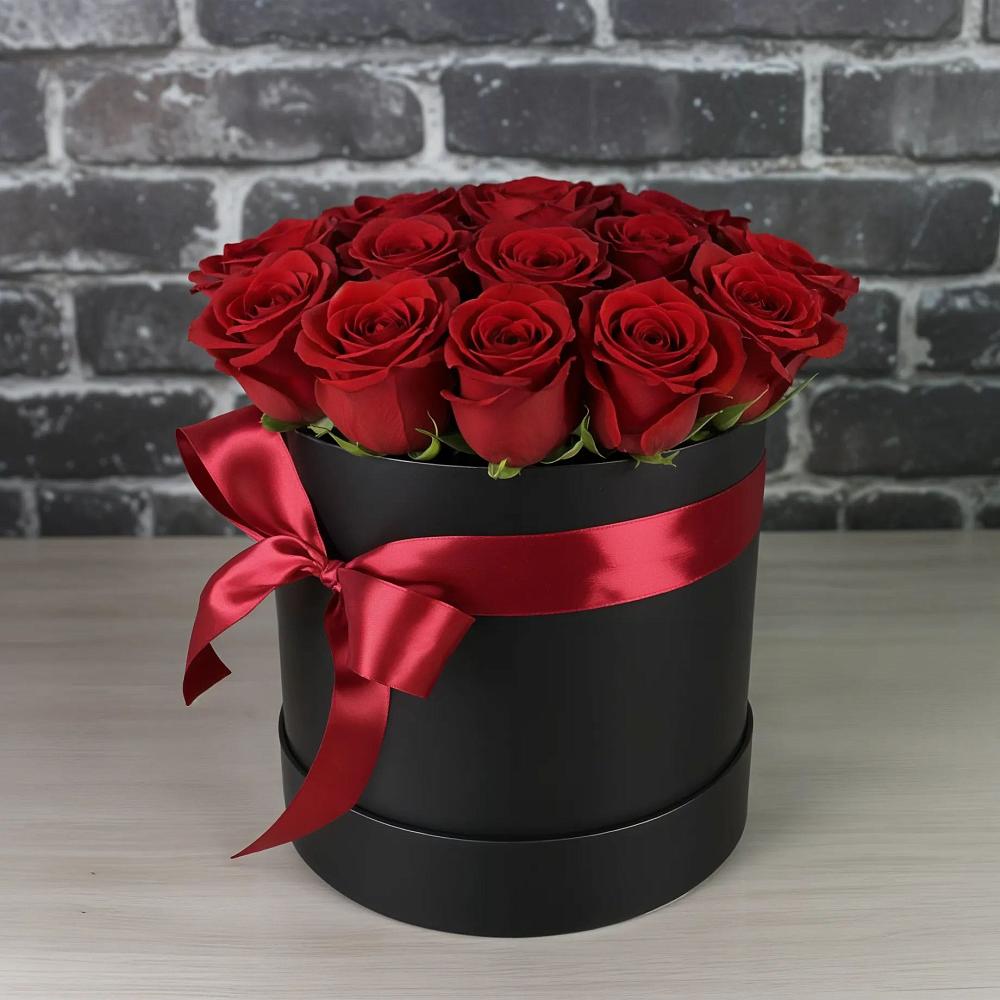 Цветочная композиция из Розы в шляпной коробке в Томузловском