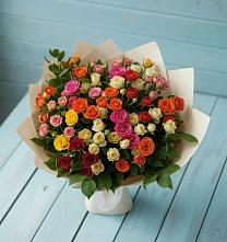 Букет Микс из разноцветных кустовых роз в Томузловском