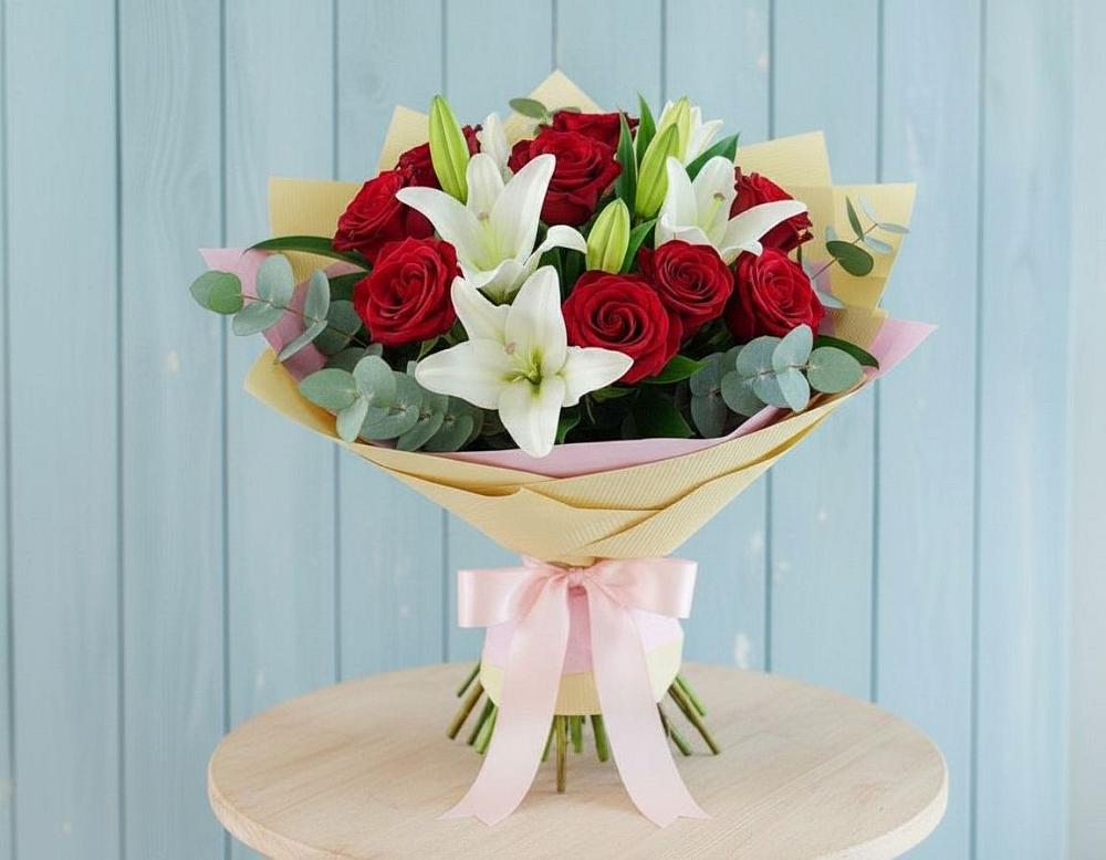 Букет цветов из: Лилии и Розы в Томузловском